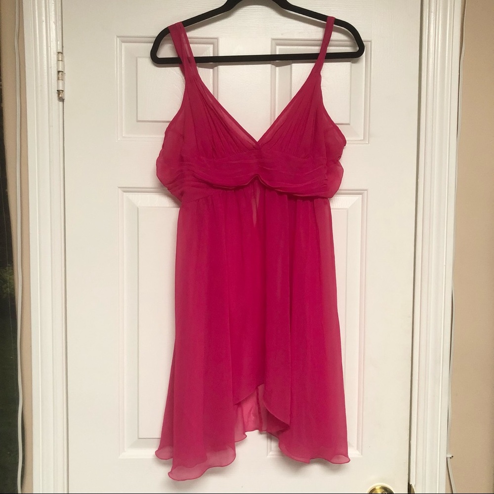 Victoria’s Secret Vintage Fuchsia Pink Chiffon Babydoll Lingerie Flowy Nighty
